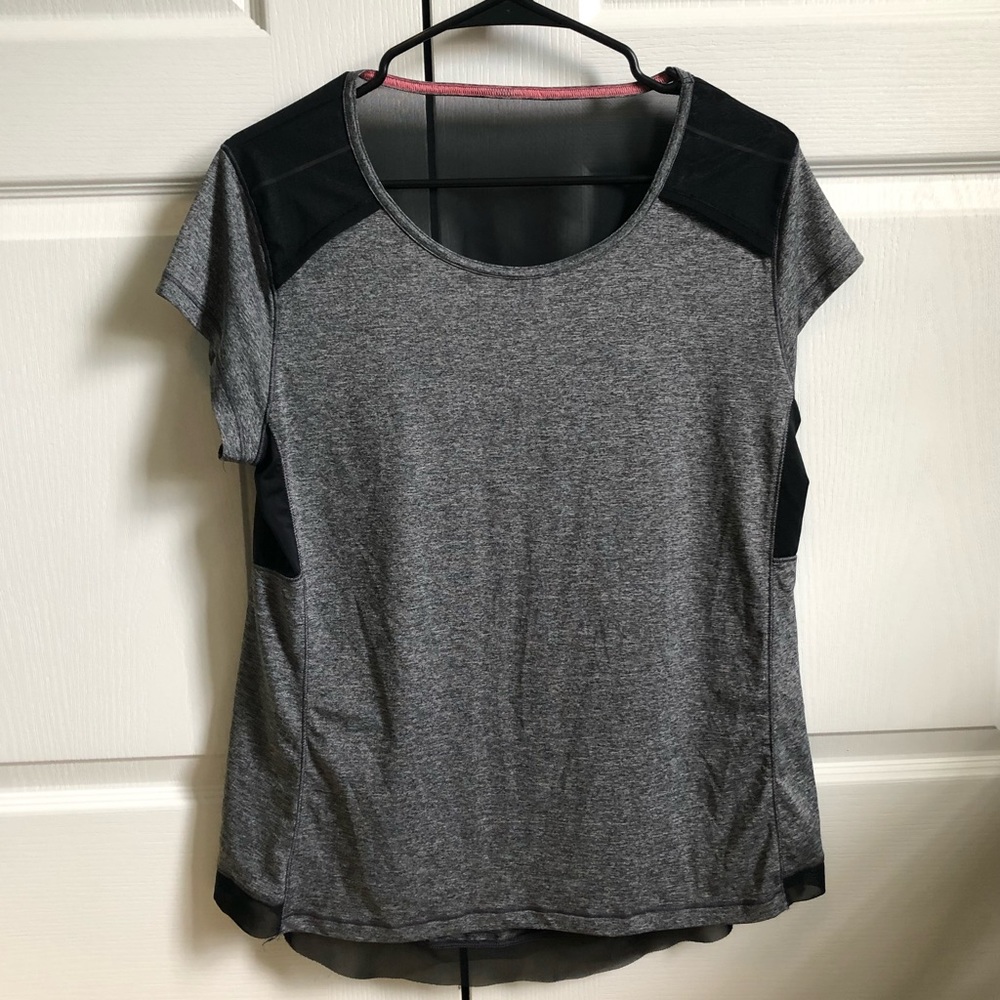 grey mesh back activewear shirt